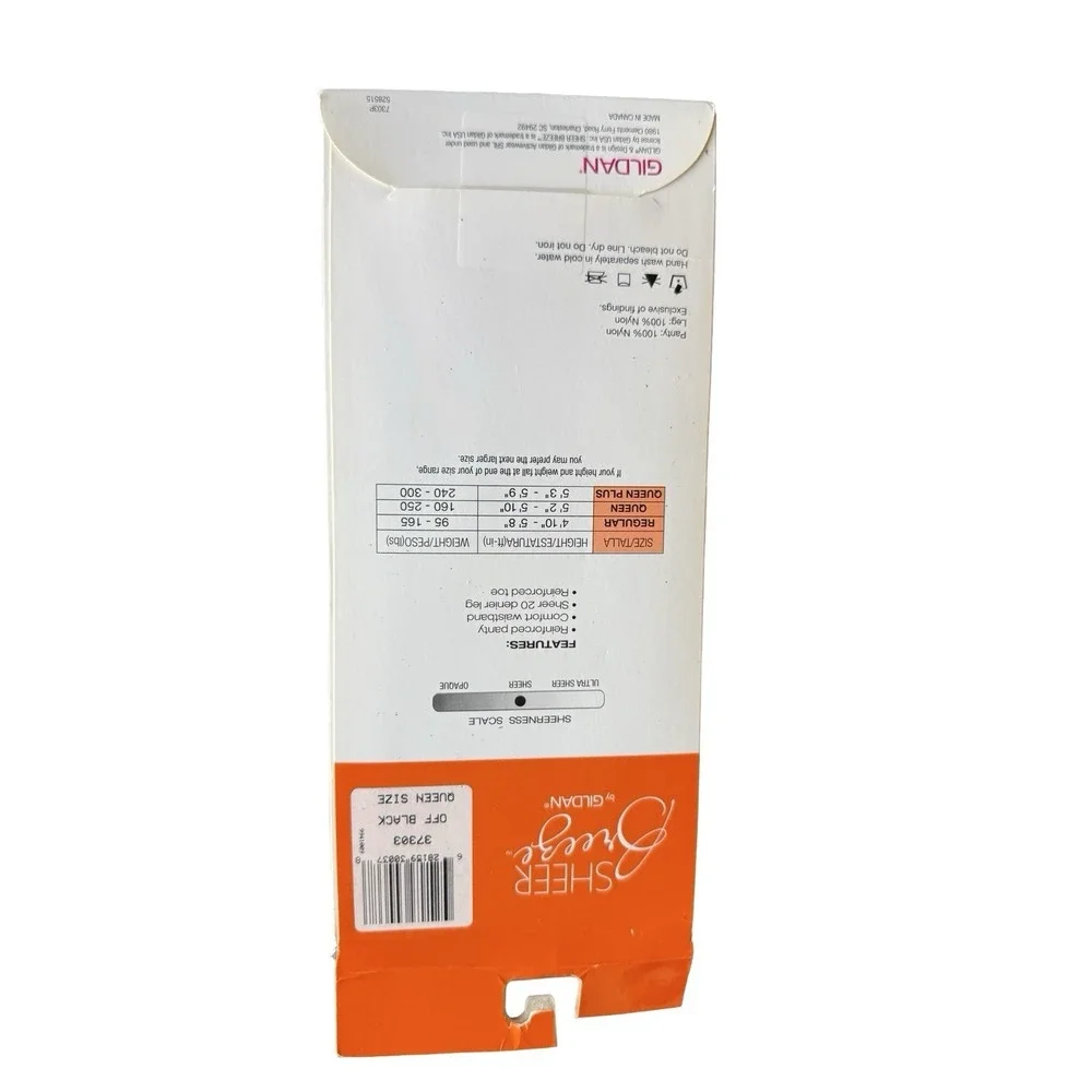 Gildan Sheer Breeze Reinforced Panty Reinforced Toe‎ Sheer Pantyhose black queen